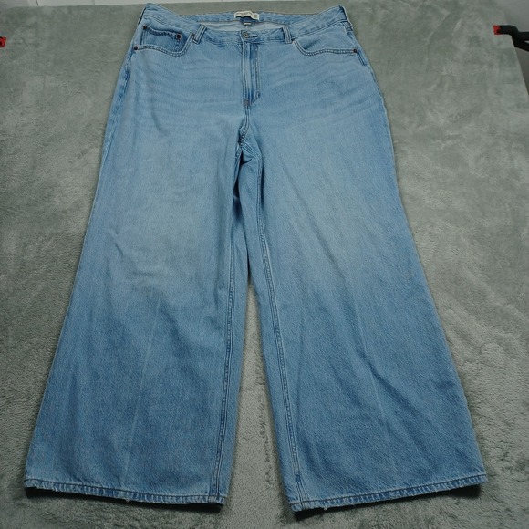 Abercrombie & Fitch Denim - Abercrombie Fitch Jeans Womens 16 Blue Denim Wide Leg High Rise Distressed